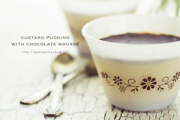 custard pudding with chocolate mousse | MELLOW STUFF DESIGN | メロウスタフデザイン | 商品撮影 | 作品撮影 | 花雑貨制作販売 | 各種デザイン | 東京都目黒区